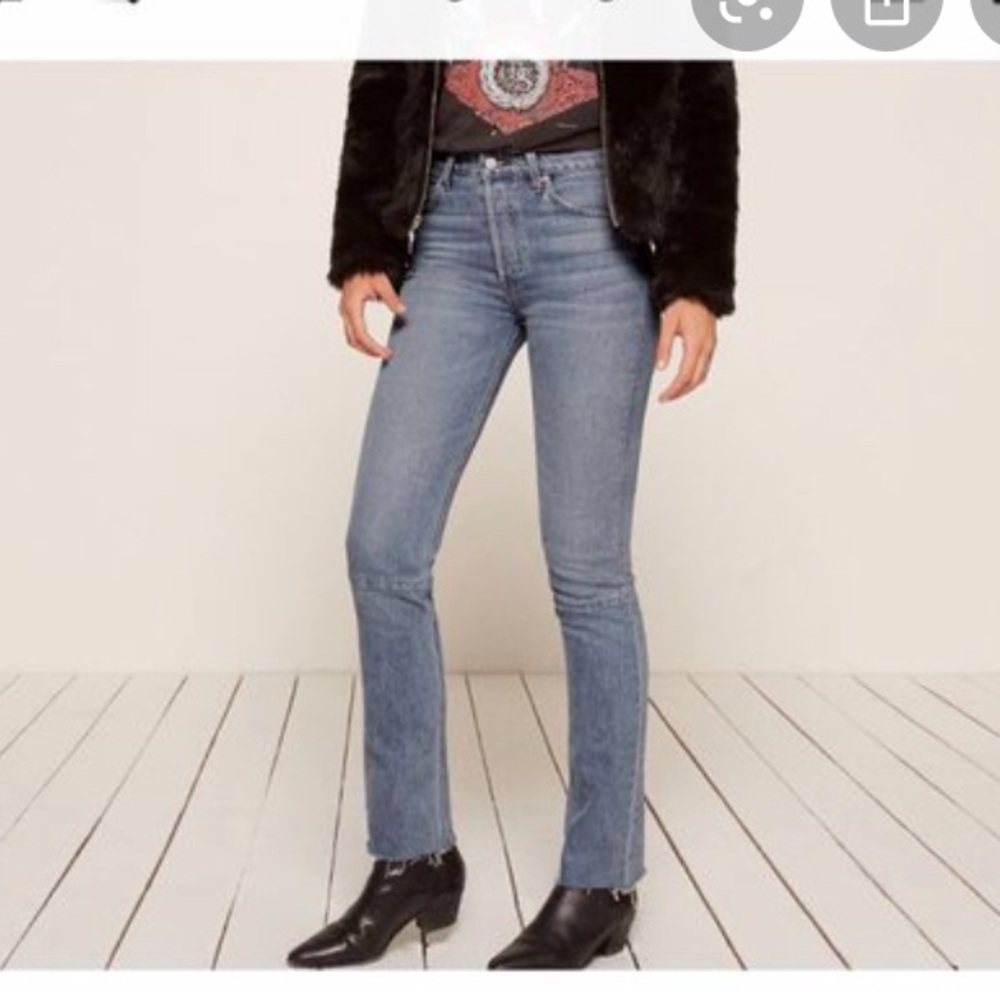 Reformation Brooke High Straight Jean in Aegean